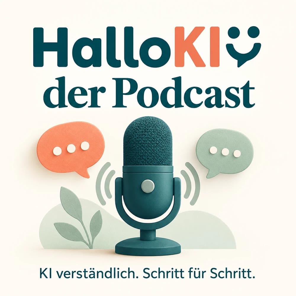 Hallo KI – der Podcast, mit illustriertem Mikrofon